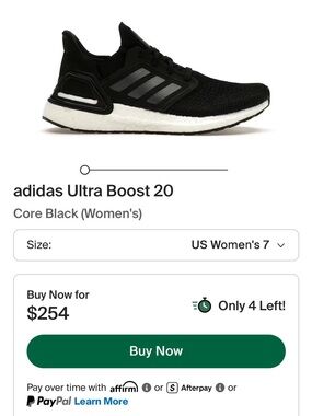 adidas Ultra Boost 20 Women's Running Shoe - Black/White